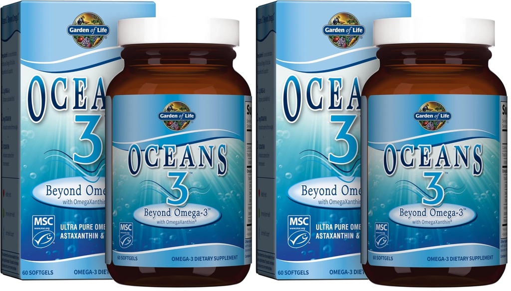 OmegaXanthin、EPA、DHAの補足、1200のmg Omega 3の魚油、アスタキサンチン及びブラウンの海藻のエキス- 60のSoftgelsの(パッケージ2)
