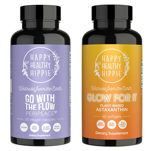 それはアスタキサンチンの補足のための幸せで健康なHippieの白熱及び女性のための流れのperimenopauseの補足と行きます