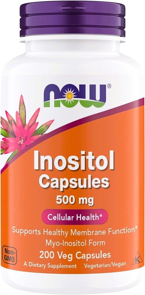NOW食品イノシトール500mg、優れたミオイノシトールフォーム、ヘルシーメンブレン機能*、セルラーヘルス*、女性のためのサポート*コーシャ、ビーガンに適しています - 200ベジタリアンカプセル(パッケージ1)