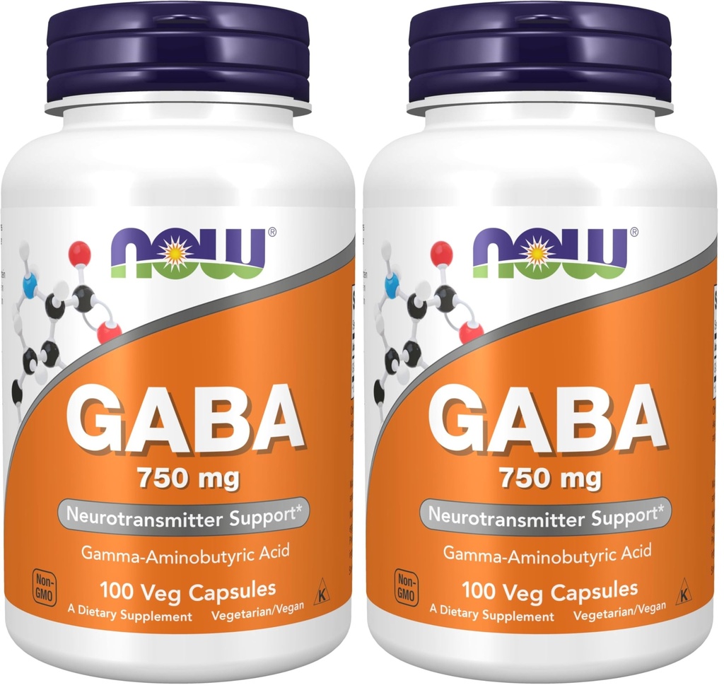 NOWの食糧補足、GABA (Gamma-Aminobutyricの酸) 750mgのNeurotransmitterサポート*、100の野菜のカプセル、(2のパック)