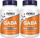 NOWの食糧補足、GABA (Gamma-Aminobutyricの酸) 750mgのNeurotransmitterサポート*、100の野菜のカプセル、(2のパック)