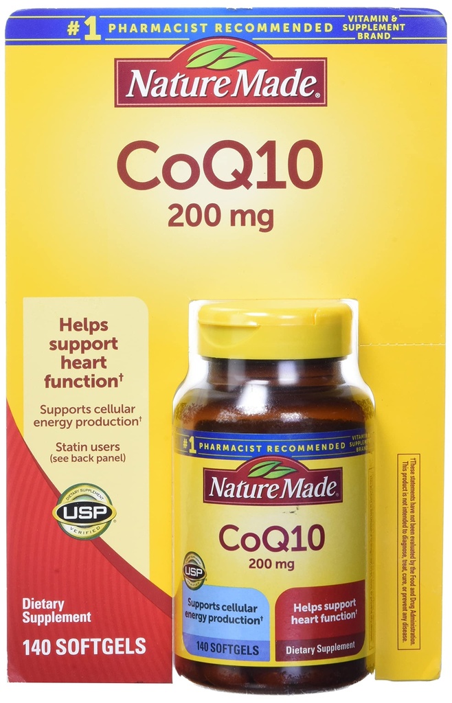 自然はCoQ10を、Softgels助けます中心機能及び細胞エネルギーの生産、Unflavored、200のmg、140の計算を支えます