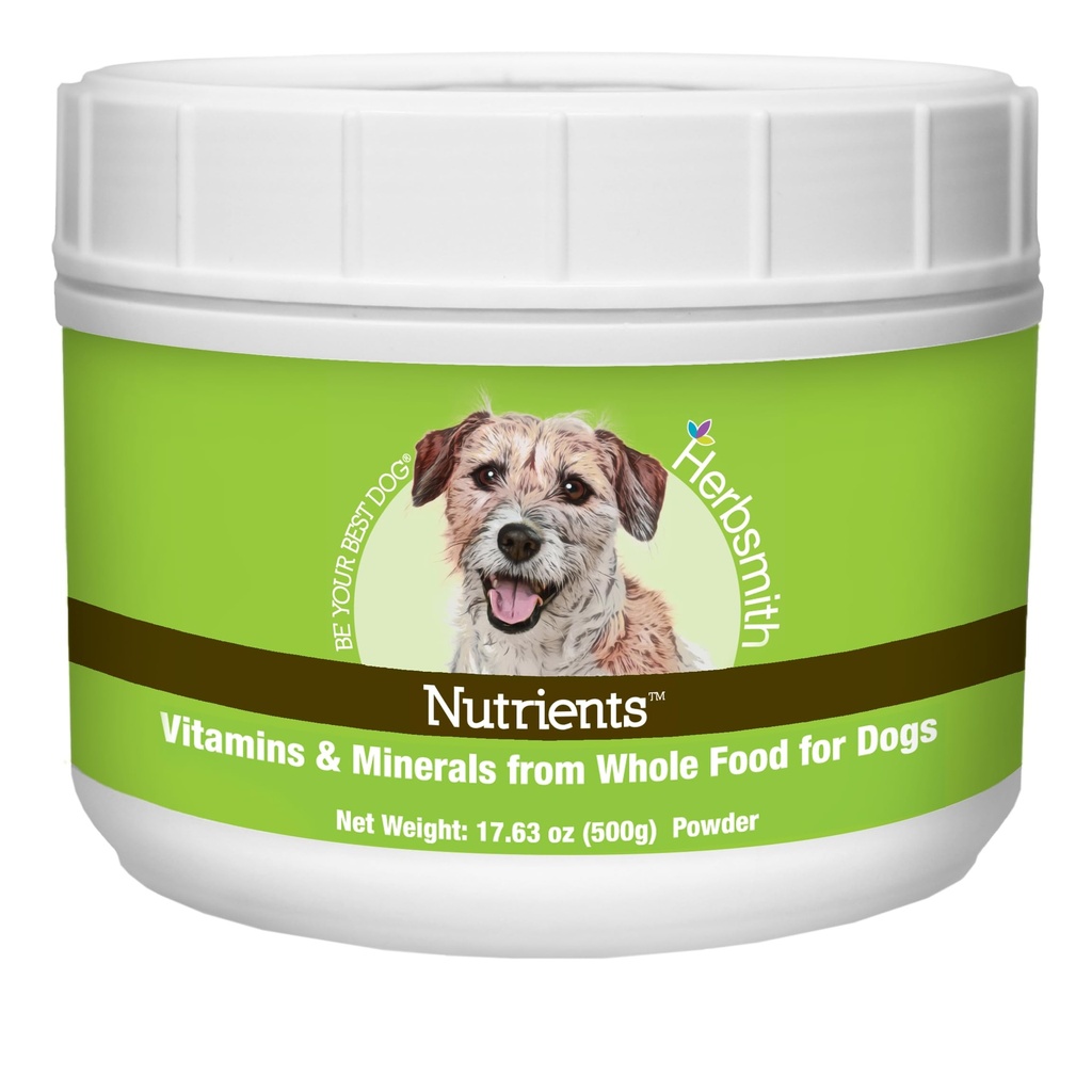 Herbsmith Nutrients Superfood Dog Multivitaminは、全食品のビタミン&ミネラルを特徴とするビタミン&ミネラルをブーストキブルまたはシニアへのPuppiesのための酸化防止剤とDIY原料 - 17.63 oz