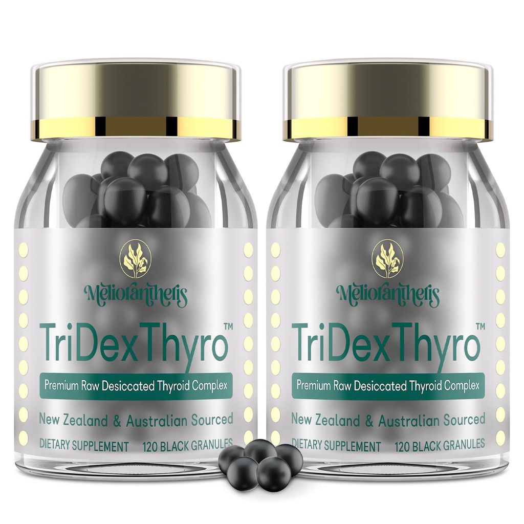 甲状腺サプリメント – TriDexThyroTM 生の乾燥甲状腺複合体 375 豚と mg, プレシン&オバイン –120 女性と男性のためのカプセル(2パック)