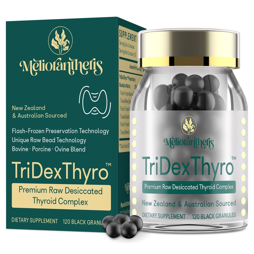 甲状腺サプリメント – TriDexThyroTM 生の乾燥甲状腺複合体 375 豚と mg, パン&オバイン –120 女性と男性のためのカプセル(1パック)