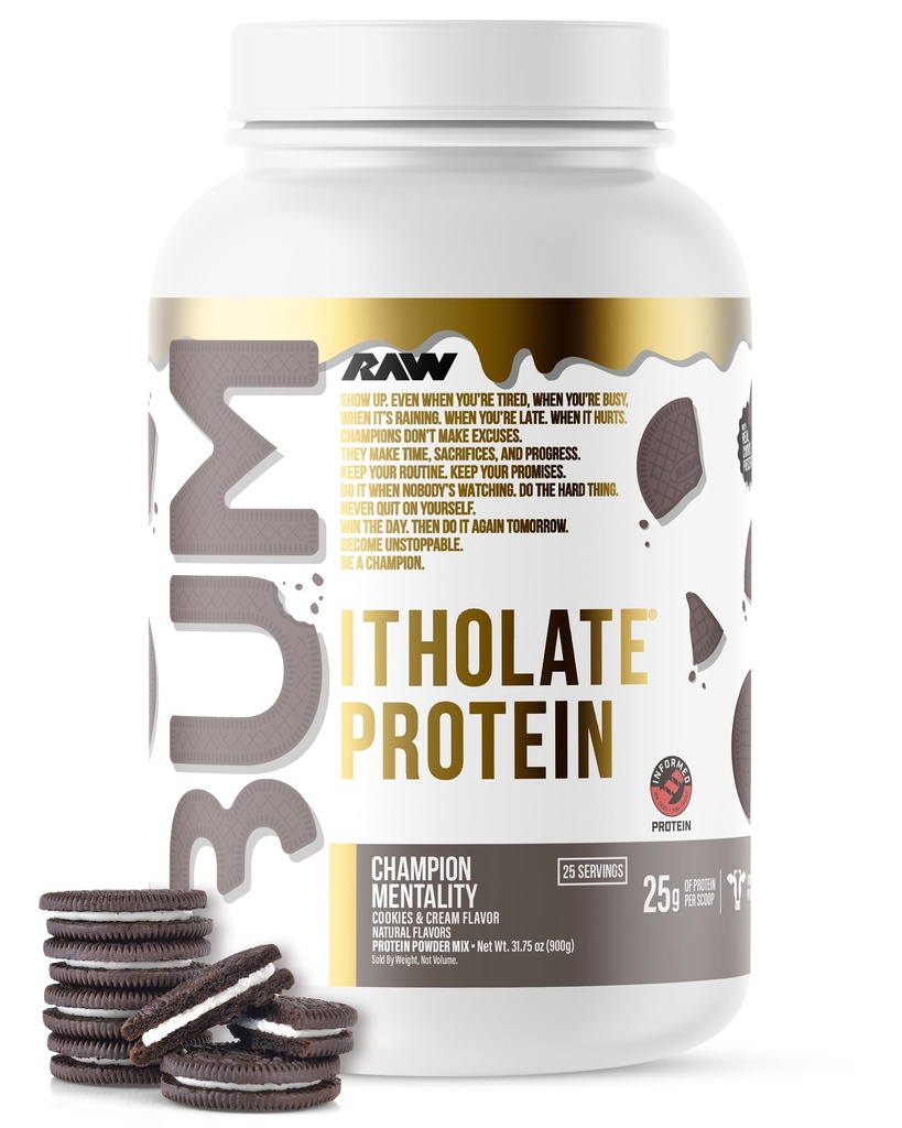 RAW Whey Isolateプロテインパウダー、クッキー&クリーム(CBUM Itholate Protein) - 筋肉の成長と回復のためのスポーツ栄養パウダー - 低脂肪、低炭水化物- 25サービング