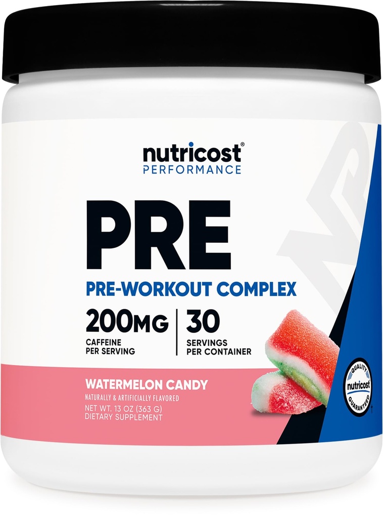 Nutricost Pre-Workout Powder(スイカキャンディ) 30 サービング - GMOフリー、グルテンフリー、ベジタリアン