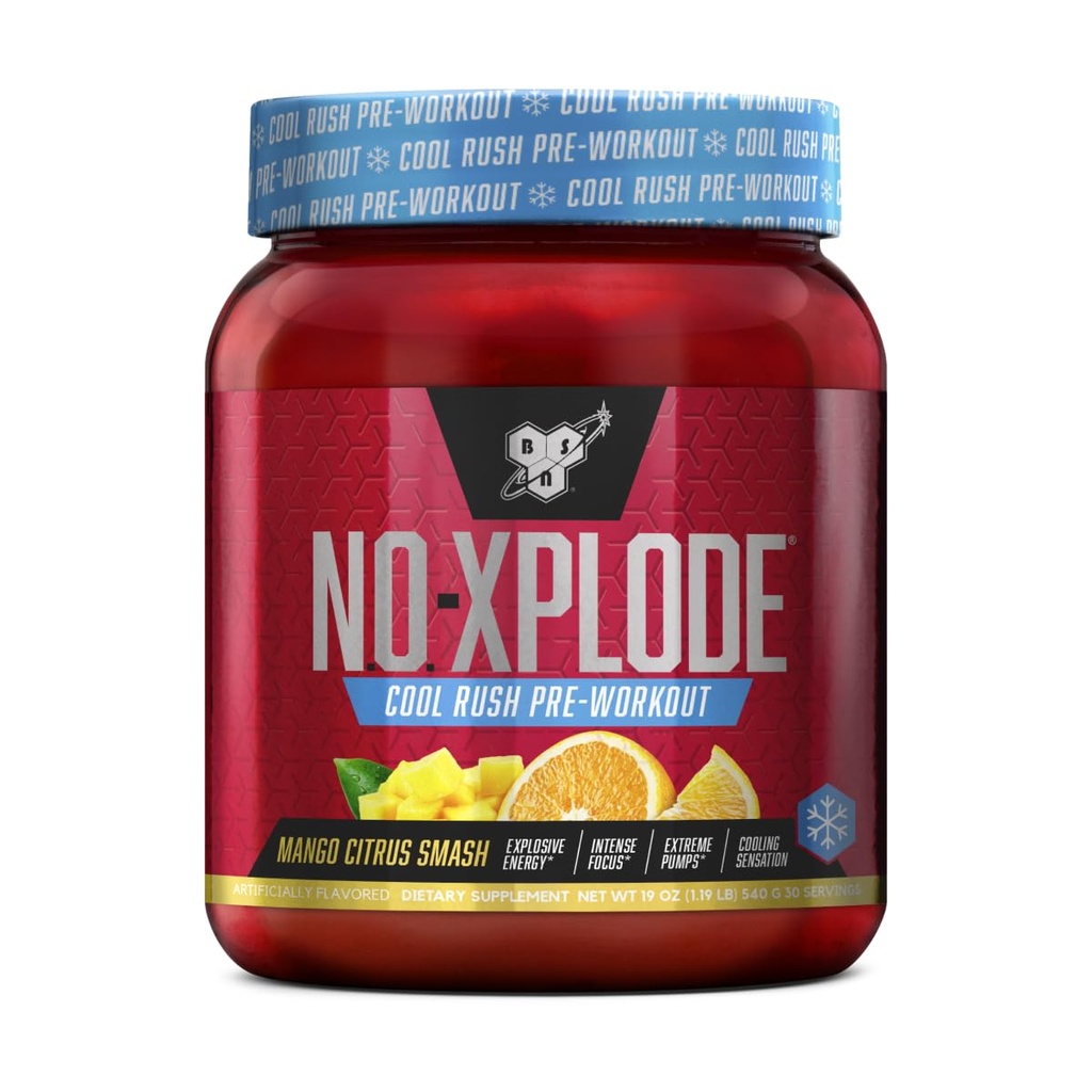 BSN N.O.-XPLODEクールラッシュプレワークアウトパウダー、クレアチンとベータアラニン、マンゴーシトラススマッシュ、30サービング、1.2ポンド(パッケージ5月Vary)