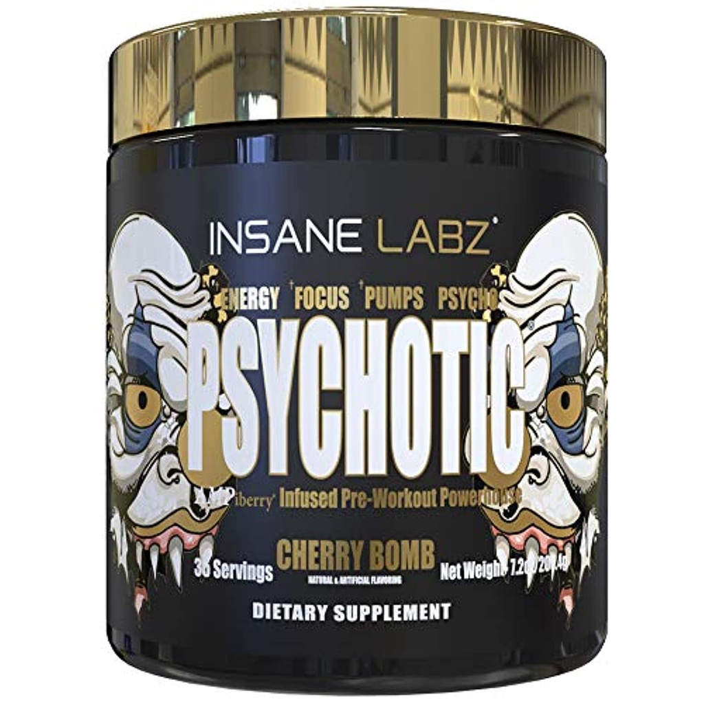 Insane Labzの精神医学の金、高い興奮剤のプレワークアウトの粉、極めて永続的なエネルギー焦点、ベータAlanine、DMAEのBitartrate、ブースター無し(35のサービング、チェリーの爆弾)とのポンプそして耐久性