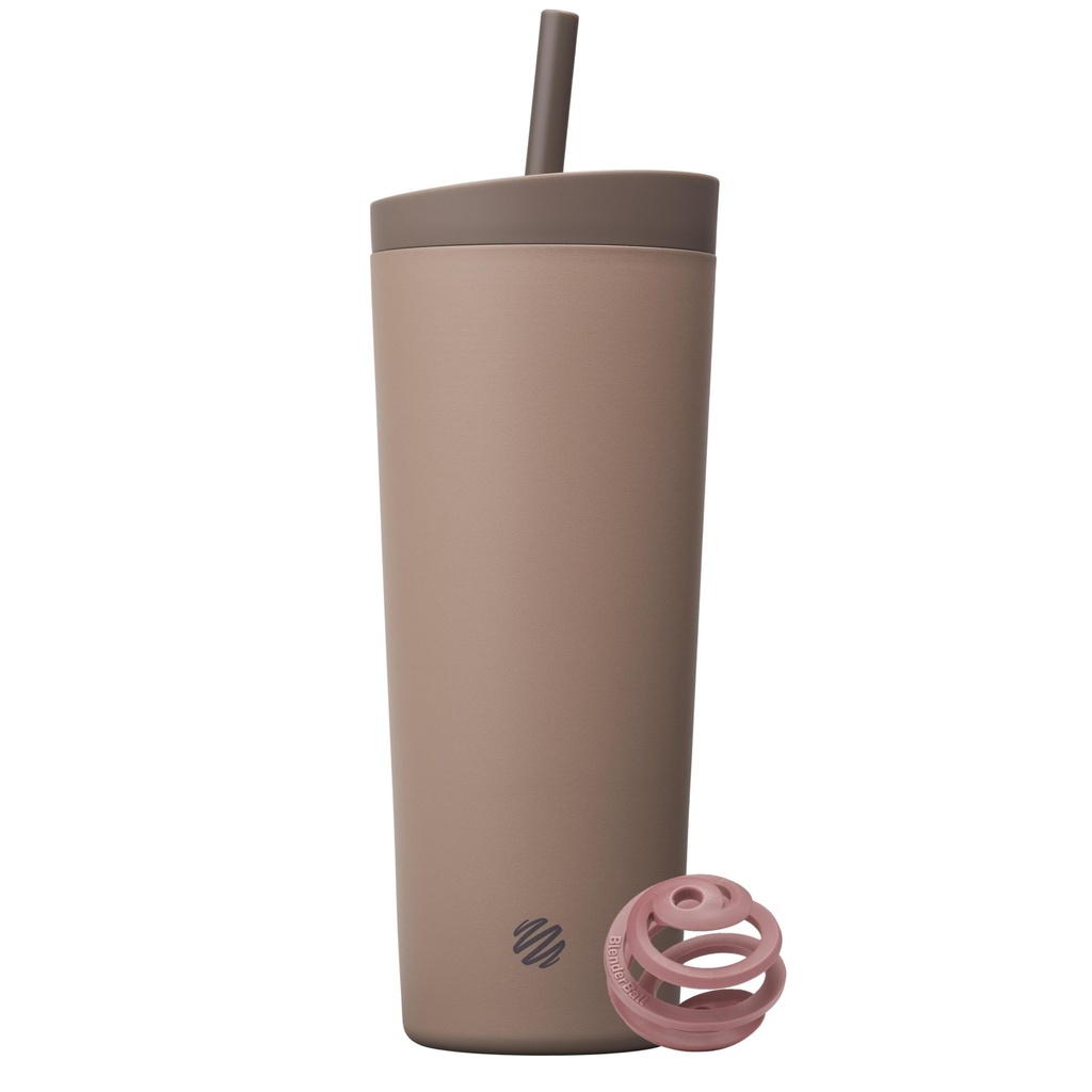 BlenderBottle 2-in-1はステンレス鋼のシェーカーのタンブラー、Swig Leakproofのふた、わら、Ball、蛋白質の揺れ、スムージーおよび前ワークアウト、ブラウン(Cocoa)のための自由なBPAを絶縁しました