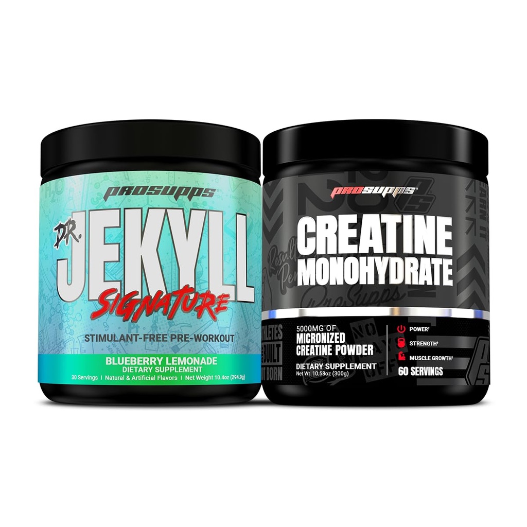 PROSUPPS Dr. Jekyll Stimulant-Free Pre-Workout、Blueberry Lemonade x Creatine 300バンドル