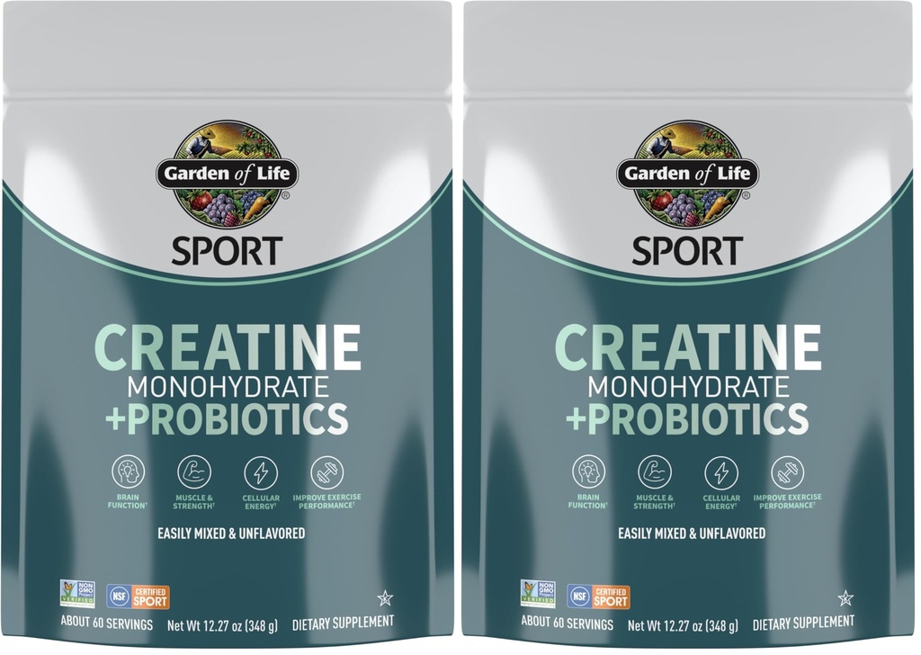 女性のための生命クレアチンの Monohydrate の粉の庭及び人、筋肉、強さ、スポーツのアミノ エネルギーのための Probiotics の Micronized の事前のワークアウト、約 60 の容易な混合の非風味のサービング、(パック 2)