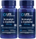 ライフエクステンションN-アセチル-L-Cysteine(NAC)、免疫、呼吸器の健康、NAC 600mg、Potent酸化防止サポート、吸収しやすい、60カプセル、(パッケージ2)