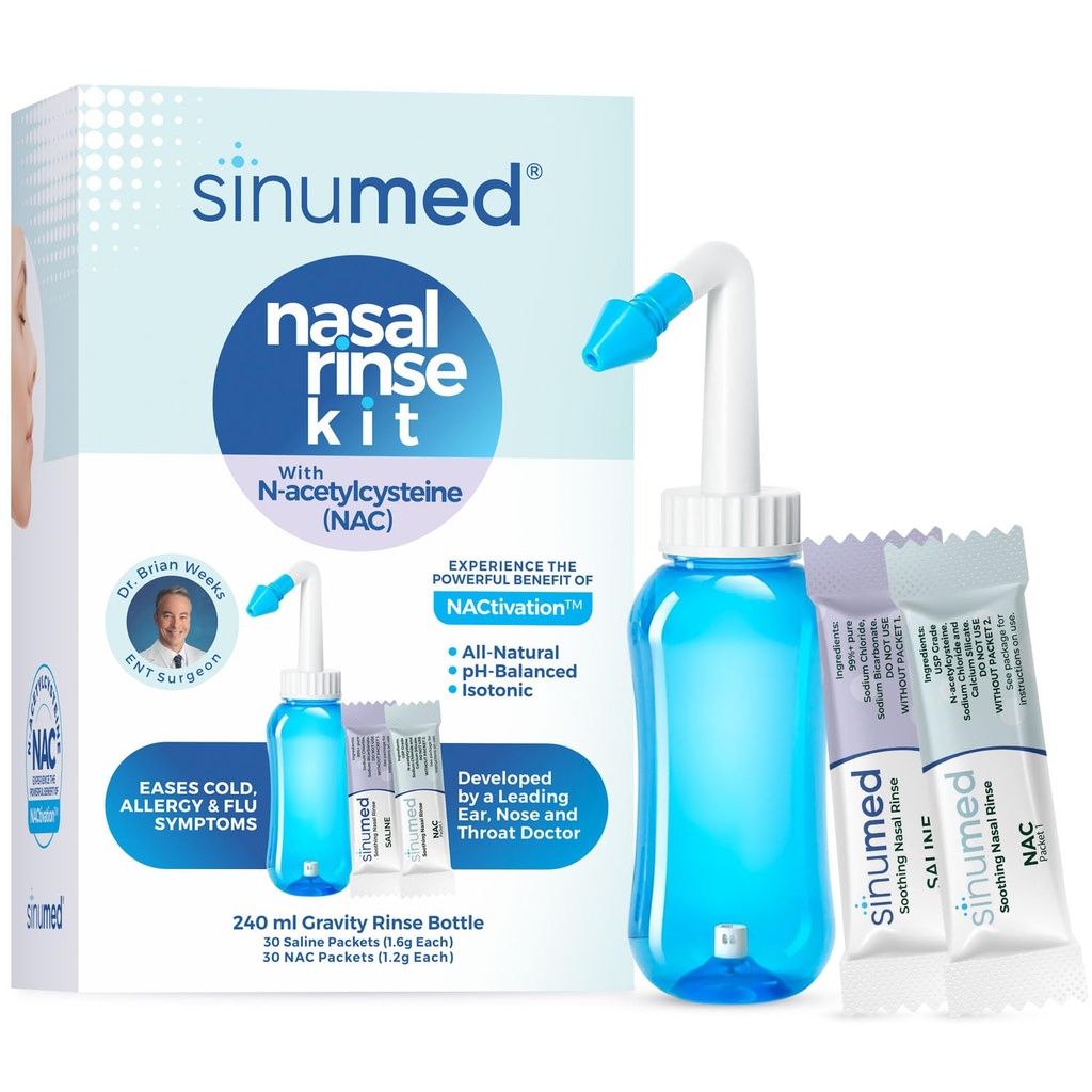 Sinusのリンス、NACおよびサリンが付いている60PK鼻のリンス パケット、重力のリンス ビン、Netiの鍋に代わり、アレルギー、混雑、風邪の症状(NAC 60PKの重力びん)の助け