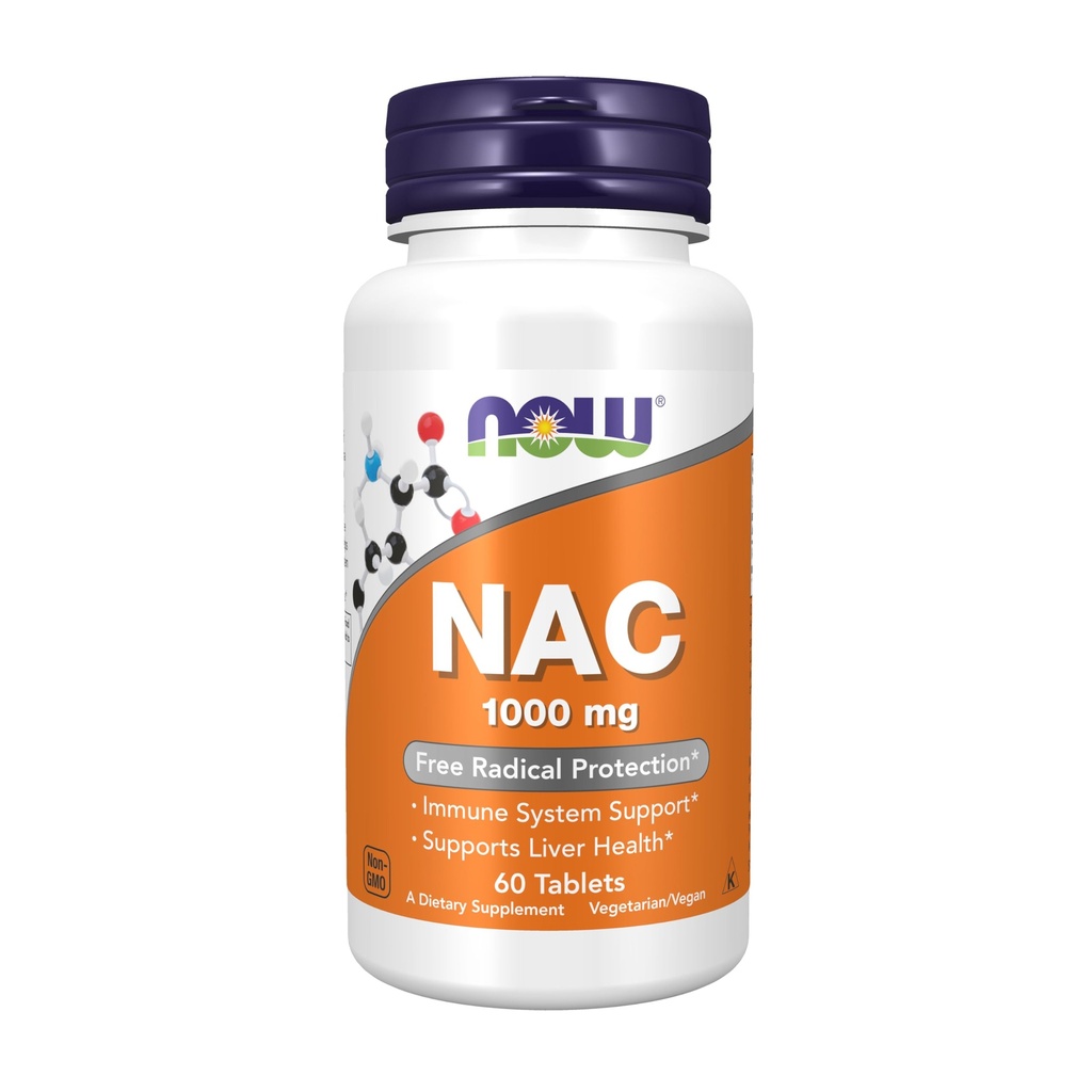 今食品は、NAC(N-アセチル-Cysteine)1,000mg、フリーラジカル保護*、60錠を補います