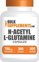 BulkSupplements.com N-Acetyl L-グルタミンカプセル - グルタミンサプリメント、アミノ酸サプリメント - グルテンフリー、1カプセル/サービング(750mg)、360カウント(パッケージ1)