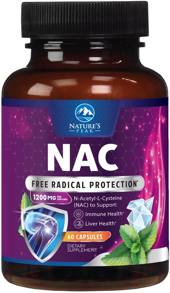 NACサプリメント - サービングN-アセチル-L-システインごとの1200mg - 強力な抗酸化剤と最適な吸収免疫サポート - 呼吸&肝臓の健康サポート - 米国でボトル入りグルテンフリー - 60カプセル