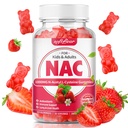 キッズ&大人のためのsoftbear NACグミー、NACサプリメント1000mg Nアセチルシステインは、肺&肝臓の健康、抗酸化剤&免疫システム、イチゴ味60カウントをサポートしています