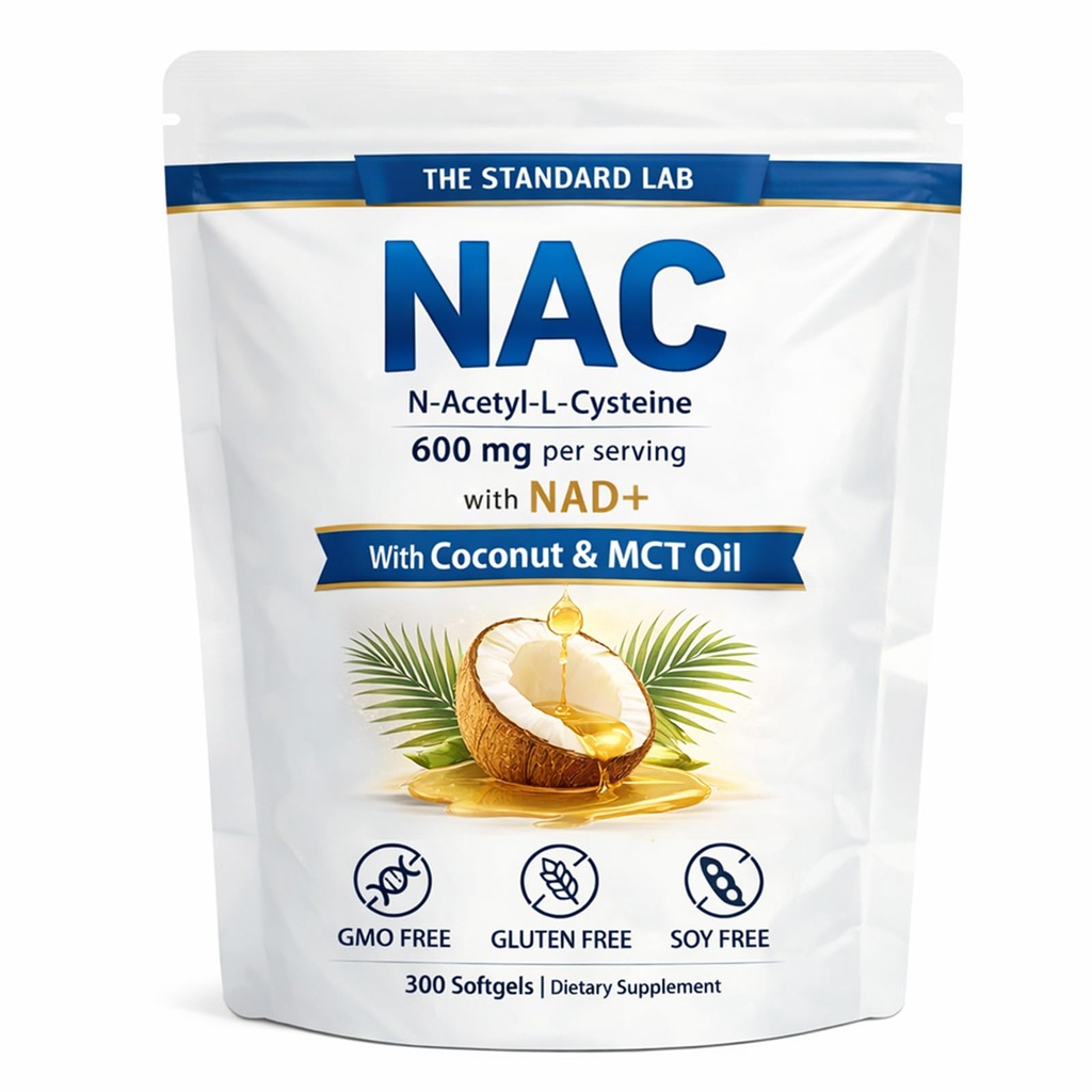 NAD+の標準的な実験室NAC 600mg 毎日のコンプレックス, N-アセチルシステインサプリメントカプセル, 抗酸化サポートフォーミュラ, ビーガン, 非GMO, グルテンフリー, 300 ソフトゲル