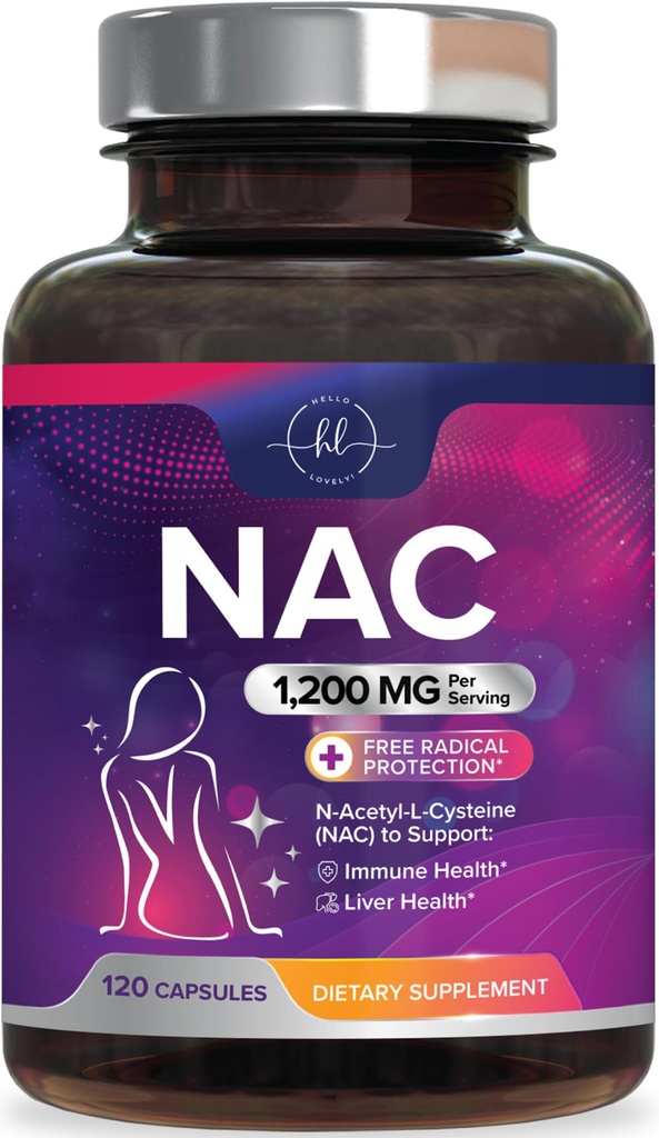 NACサプリメント - サービングN-アセチル-L-システインごとの1200mg - 強力な抗酸化剤と最適な吸収免疫サポート - 呼吸&肝臓の健康サポート - 米国でボトル入りグルテンフリー - 120カプセル