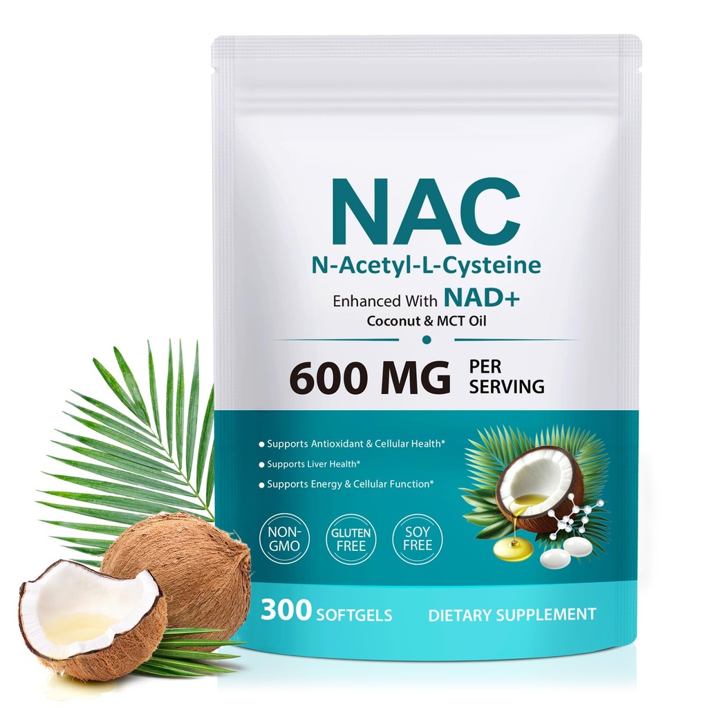 AIQIUSHA NACの補足600mgのココナッツ及びMCTオイルが付いているNアセチルCysteineのSoftgels、毎日のウェルネス サポート、非GMOのグルテンフリー、300 Softgels
