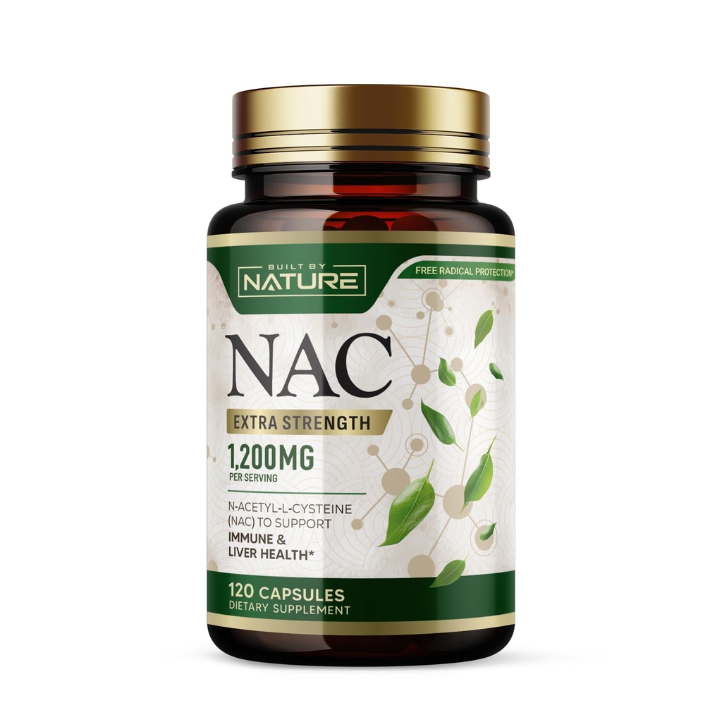 自然NACサプリメントによって構築 - 1200mg N-アセチル-L-システイン - 免疫&呼吸器サポート、肝臓の健康、抗酸化サプリメント - 非GMO、グルテンフリー120カプセル
