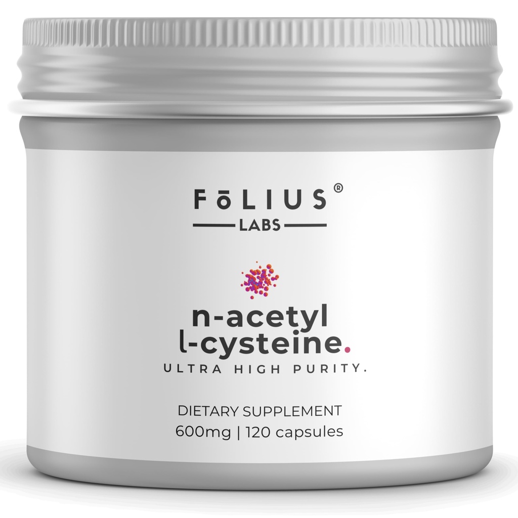 FOLIUS LABSクリーンラベルN-アセチルL-Cysteine(NAC) 600mgサプリメント - Lungsと呼吸器サポート - 免疫健康サポート - 120ベジーカプセル