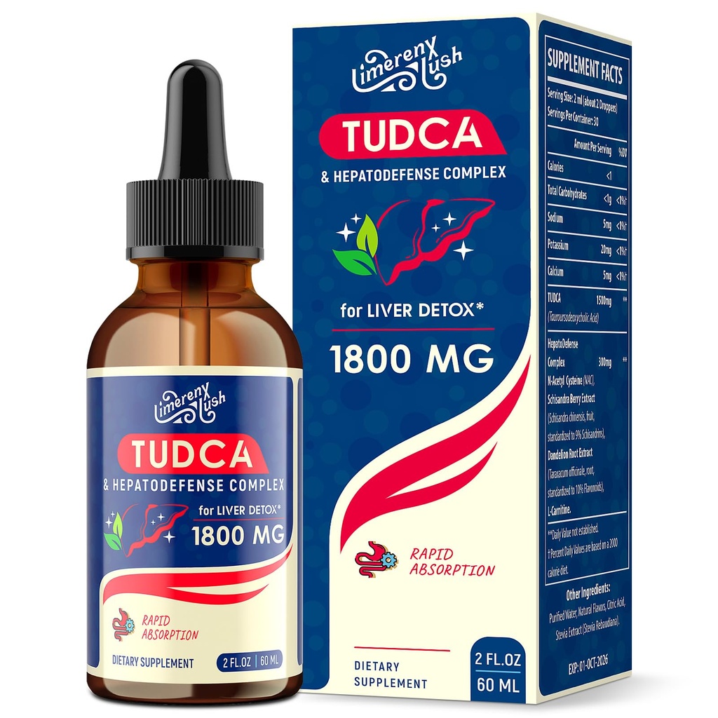 TUDCA のレバー サポート低下 1800mg - ベール ソルト、NAC、Schisandra および Dandelion のレバーの Detox 及び修理との強力な肝臓の補足-速い吸収、砂糖なし、アルコールフリー– 2 Fl.Oz