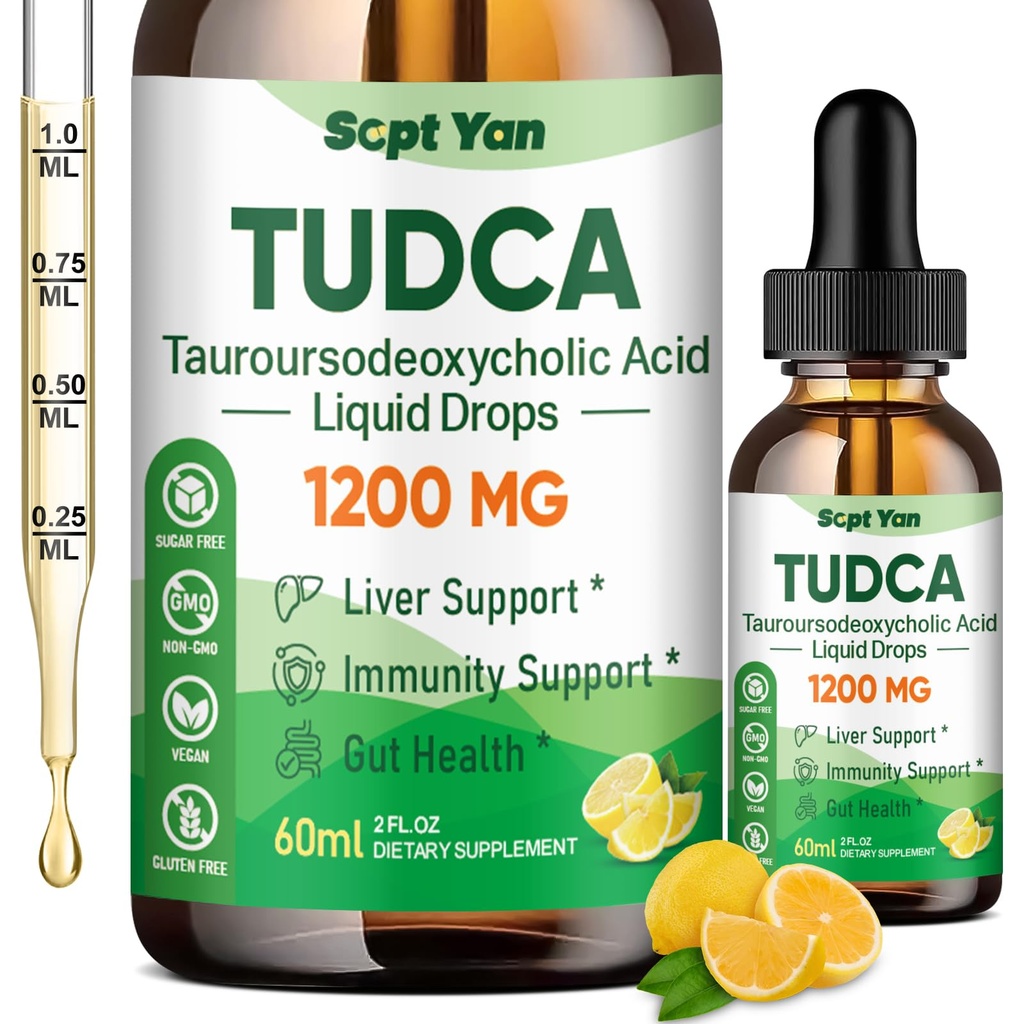 TUDCAの補足1200mgの液体の低下、TUDCA、NACのレバーの補足、ミルクのこのtleの種およびタンポ、肝臓サポートのために、およびGalbladderの洗剤及び修理、砂糖なし、ビーガン、レモン味、2 Fl Oz
