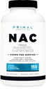 Primal N-Acetyl L-Cysteine (NAC) 600mg、150カプセル - ビーガンN-アセチルL-Cysteineサプリメント、GMOフリー、グルテンフリー