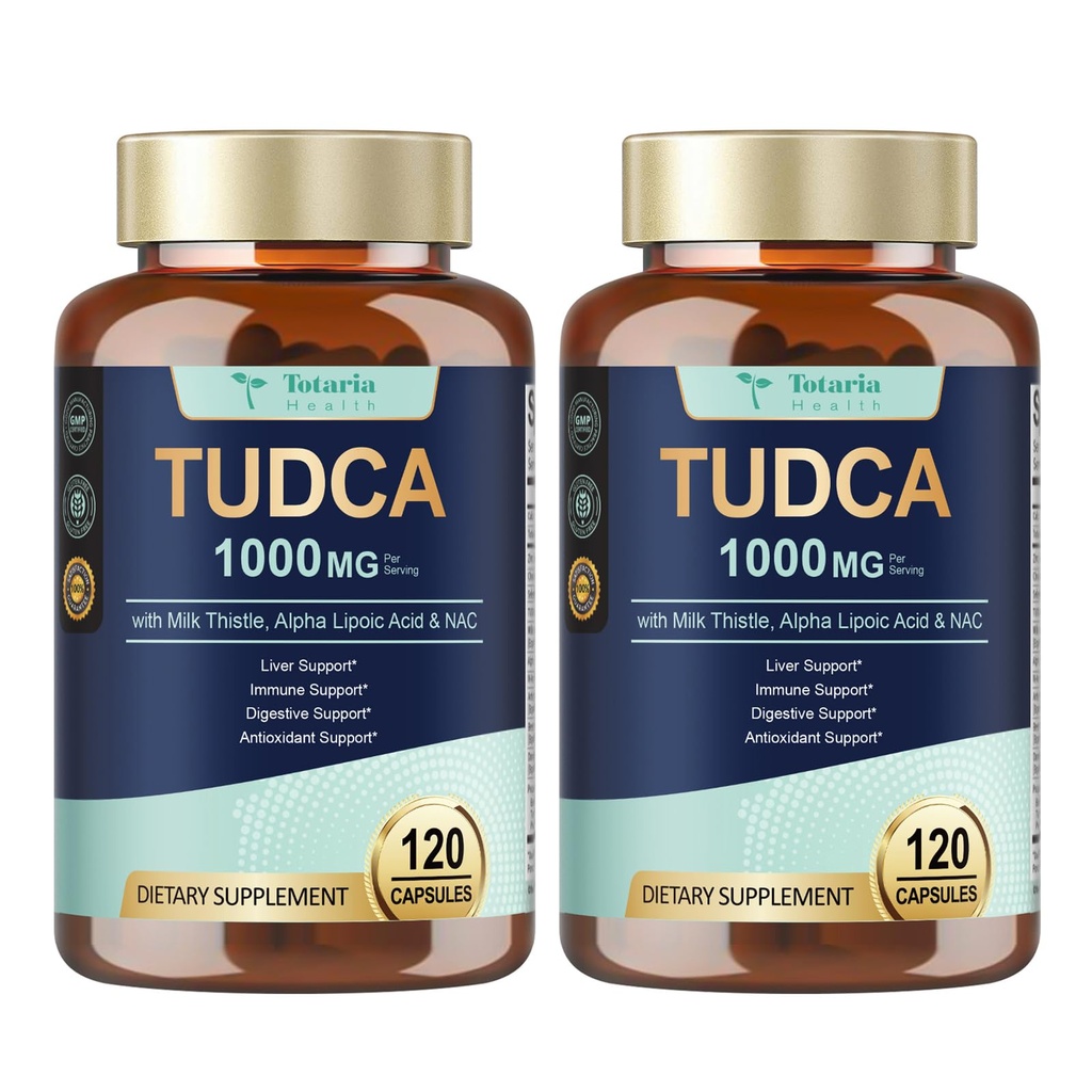 Totaria 2 パック TUDCA 1000mg 肝サポート ミルクアワーズ、NAC、ALA、80% のシリン、15in-1 の余分強さのベール ソルトとの補足