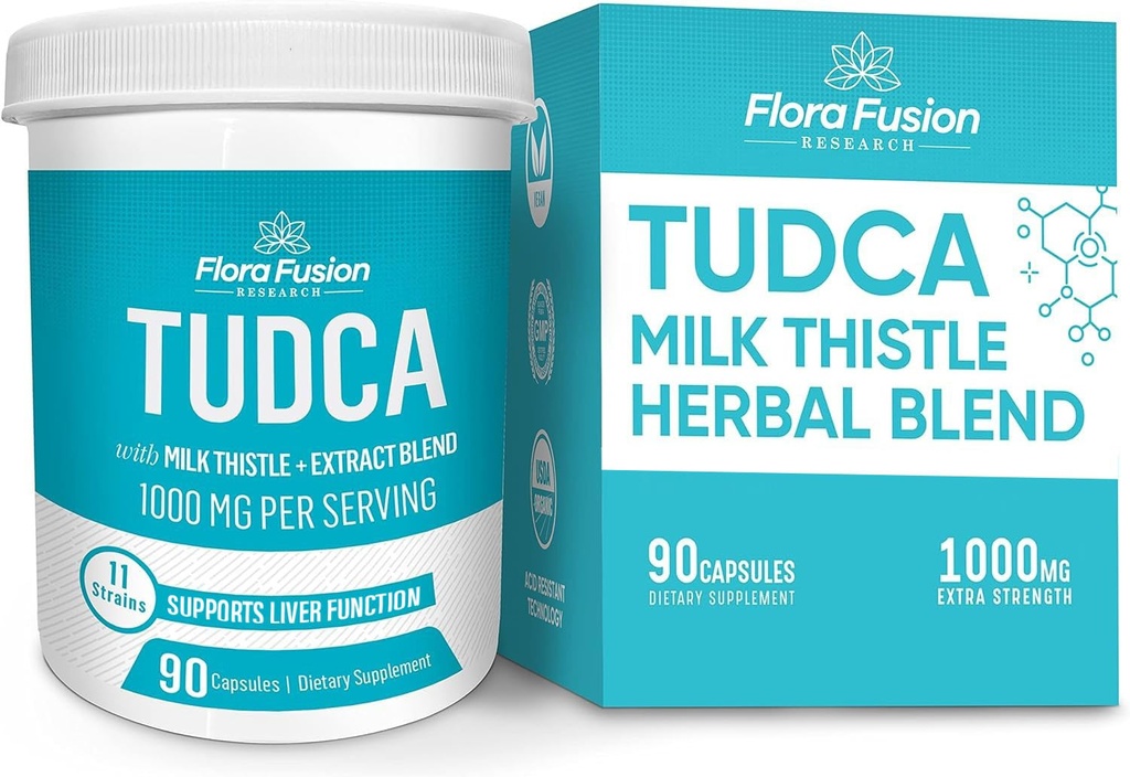 Flora Fusion Dr. Miller's TUDCA with Milk Thistle Extract, 1000mg / サービング, 肝臓とGalbladder Cleanse Supplement, 肝臓機能をサポート, 90カプセル (45日供給)