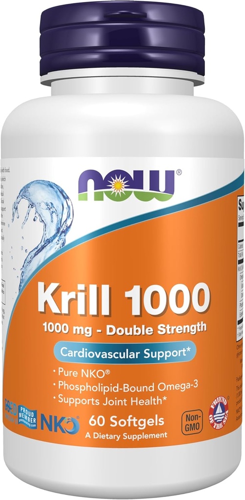 NOWの食糧補足、NeptuneのKrillの倍強さ1000のmg、Phospholipid傷Omega-3、60のSoftgels