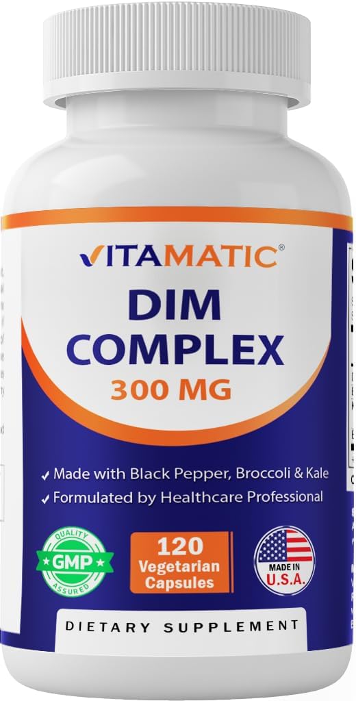 女性&男性のためのVitamatic DIMサプリメントコンプレックス - 300mg - 120 Vegカプセル - ブラックペッパー、ブロッコリーパウダー&ケールパウダーで作られた - 非GMO&グルテンフリー - サポートホルモンバランス
