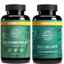 女性および人の多ビタミンのカプセルおよびコラーゲンのペプチッド ピルの束のためのPrimalの収穫のMultivitamin及びコラーゲンの補足