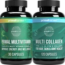 Primal Harvest Multivitamin & Collagen Supplements for Women and Men Multi Vitamin Capsules and Collagen Peptides Pills Bundle