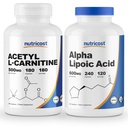 Nutricostアルファリポ酸600mg、240キャップ&アセチルL-カルニチン500mg、180キャップ