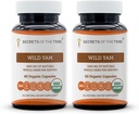 トリブワイルドヤムカプセルの秘密 1000 mg レスポンサリーファームUSDAオーガニックワイルドヤム(ジオスコレアビヨサ)ドライルート、ホルモンサポートサプリメント(2x60カプセル)
