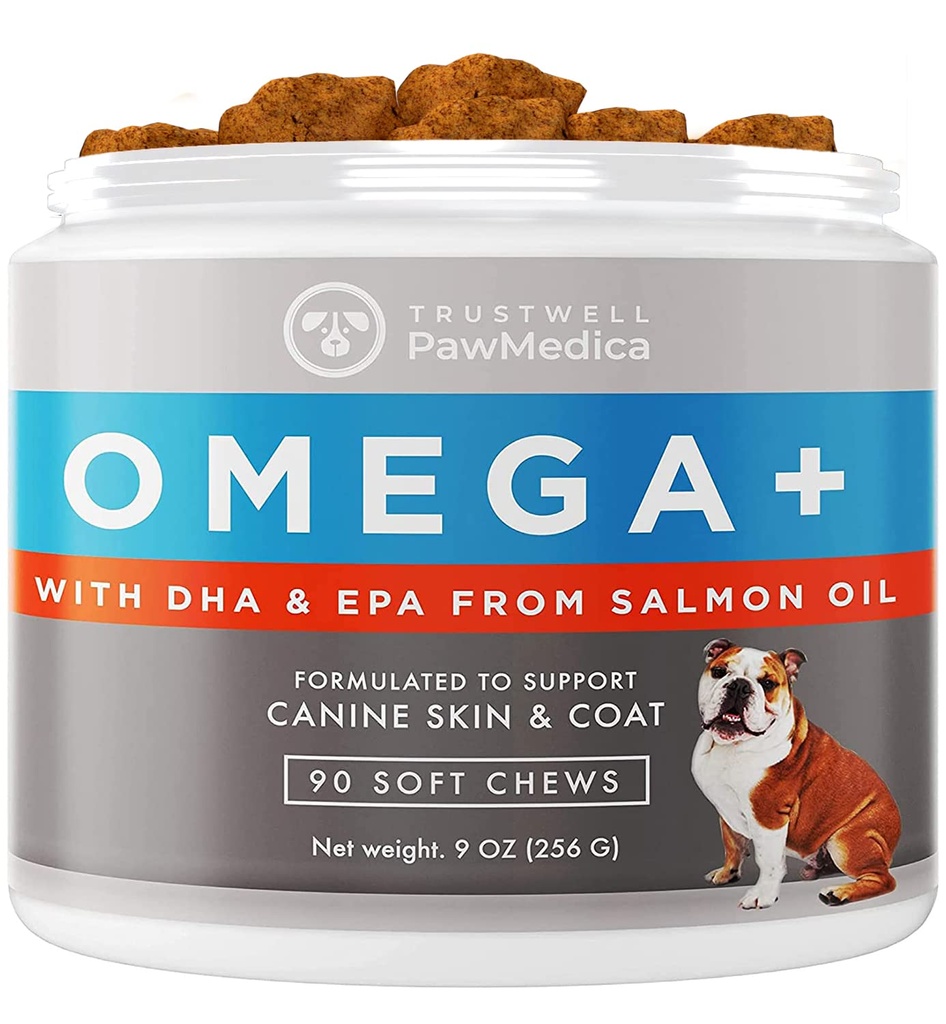 PawMedica Omega 3 for Dogs, Dog Skin and Coat Supplement with Fish Oil Loveは、犬のドライスキン、オメガ3 6 9 ビタミン咀嚼と犬のアレルギーに役立ちます