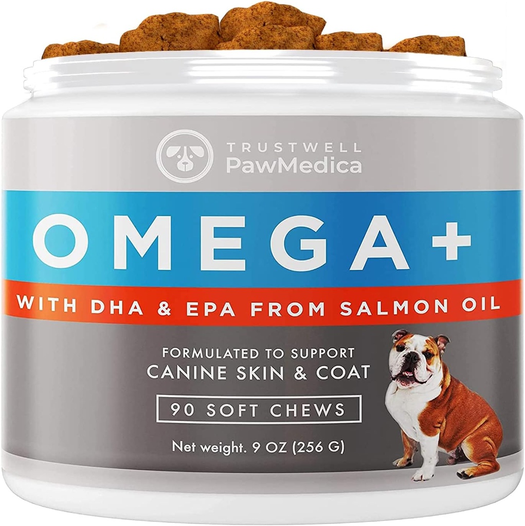 PawMedica Omega 3 for Dogs, Dog Skin and Coat Supplement with Fish Oil Loveは、犬のドライスキン、オメガ3 6 9 ビタミン咀嚼と犬のアレルギーに役立ちます
