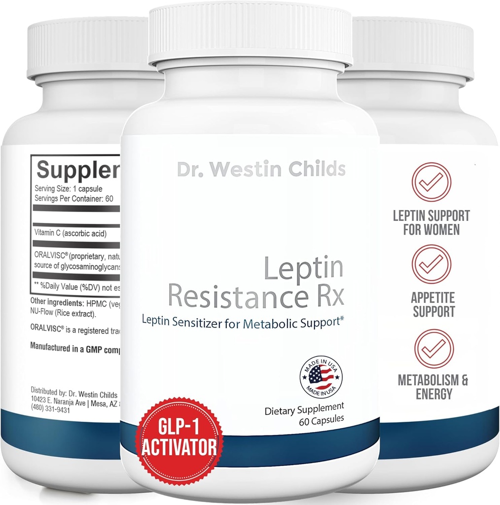 Dr. Westin Childs | Leptin Resistance Rx – Natural Leptin Sensitizer Support Supplement for Women for Thyroid, Metabolic Health, Vitality, Energy, Focus with Glycosaminoglycans, Vitamin C - 60 ct