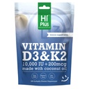ビタミンD3 10,000 IU + K2 200 mcg、300 Softgels | ココナッツオイル | 2-in-1 Bone、免疫&ハートサポート | 飲みやすい、非GMO