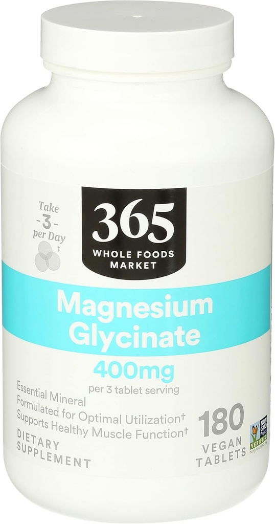 全食糧市場、マグネシウムのGlycinate 400 MG、180の計算による365