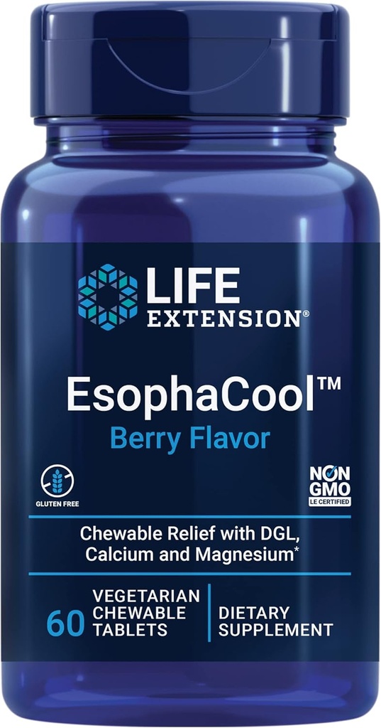 ライフエクステンションEsophaCool - カルシウム、マグネシウム&DGL Licorice Root抽出物と腸の健康補助食品 - グルテンフリー、ベジタリアン - 60Chewable錠