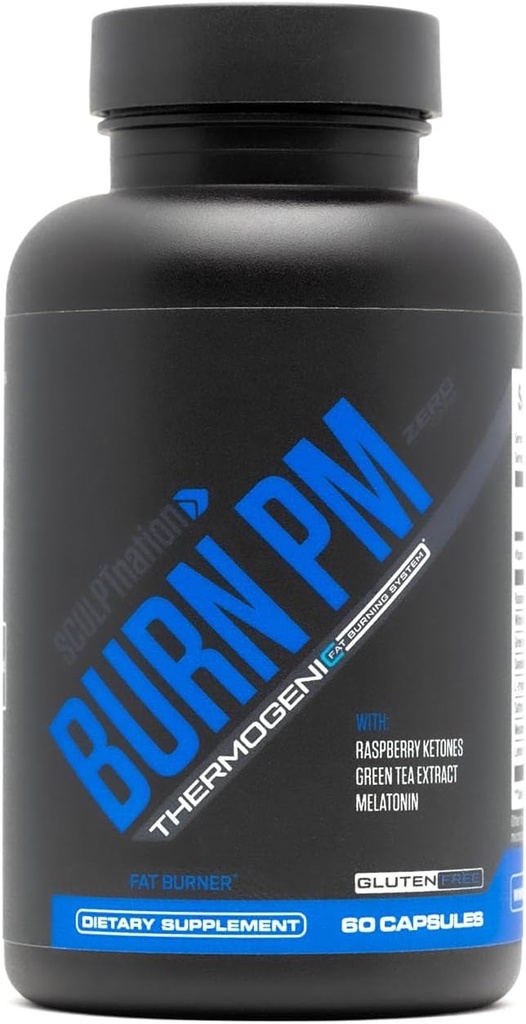 Sculpt Nation by V Shred Burn PM - Night Time Fat Burner - Appetite Suppressant and Weight Loss Support - Raspberry Ketones, Green Coffee Bean Extract, Melatonin - 60 Gluten Free Capsules