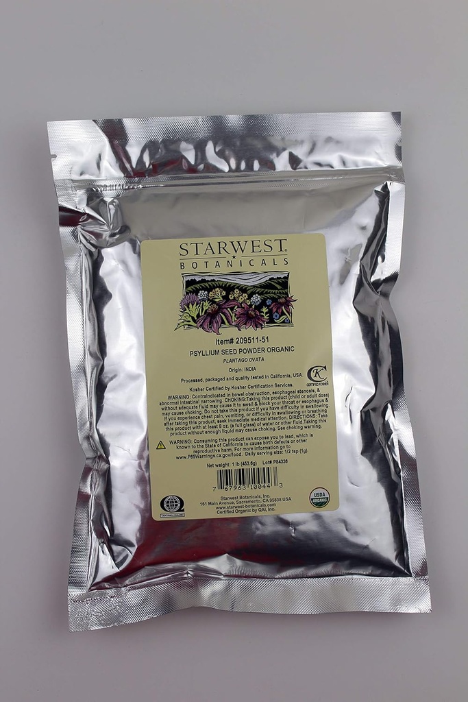 Starwest Botanicalsの有機性Psylliumの種の粉、1ポンド