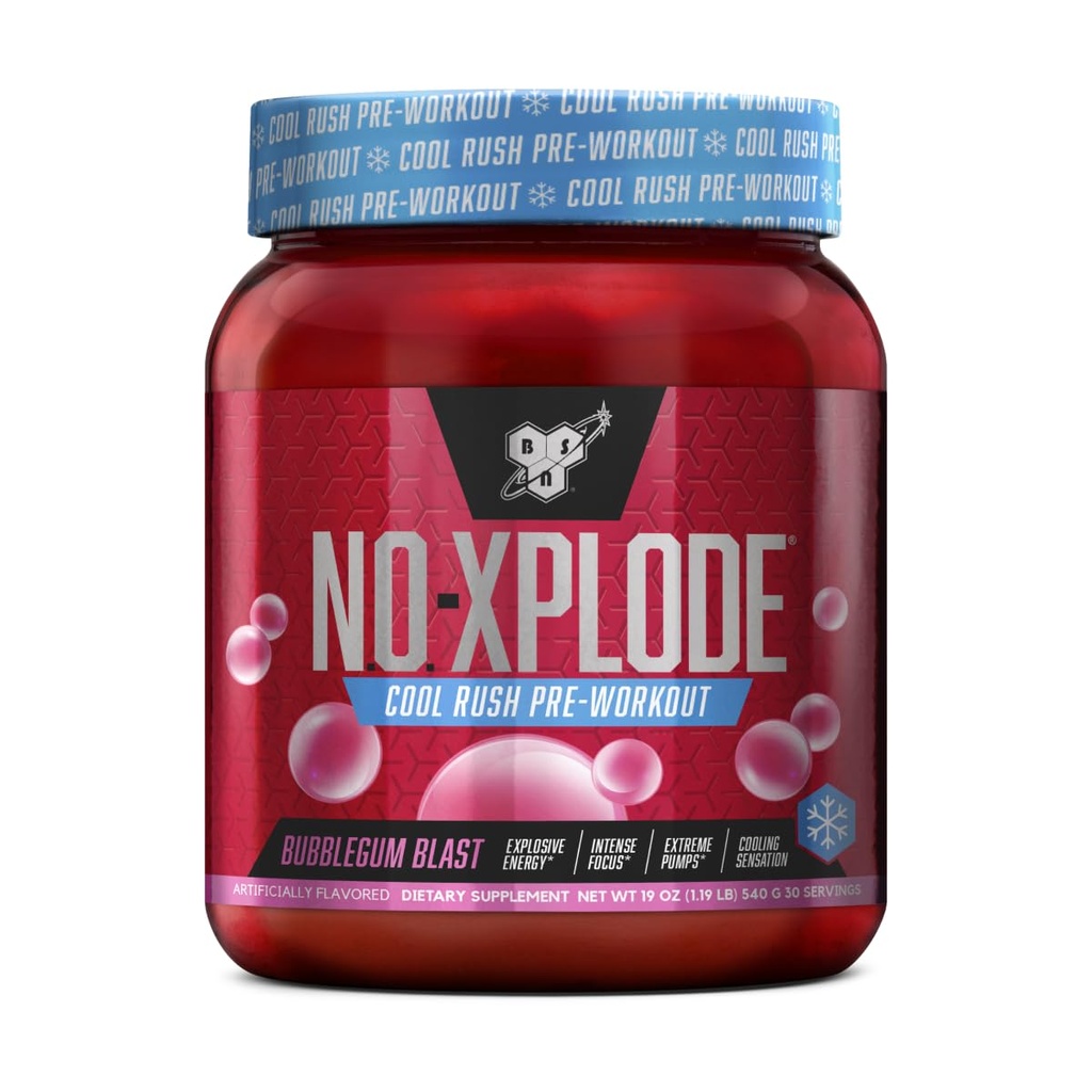 BSN N.O.-XPLODEクールラッシュプレワークアウトパウダー、クレアチンとベタアラニンの男性と女性のためのプレワークアウトエネルギーサプリメント、新しい味:バブルゴムブラスト、30サービング