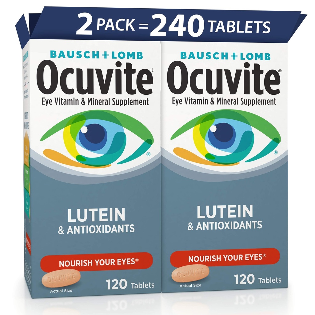 Ocuviteの目のビタミン及びミネラル補足、ルテイン及び酸化防止ビタミンA、C、E、目の健康のための亜鉛、目のためのビタミン、120のタブレット(パッケージ2)