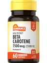 Sundance Beta Carotene 7500mcg | 60 Softgels | Provitamin A | High Potency Formula | Non-GMO and Gluten Free Supplement