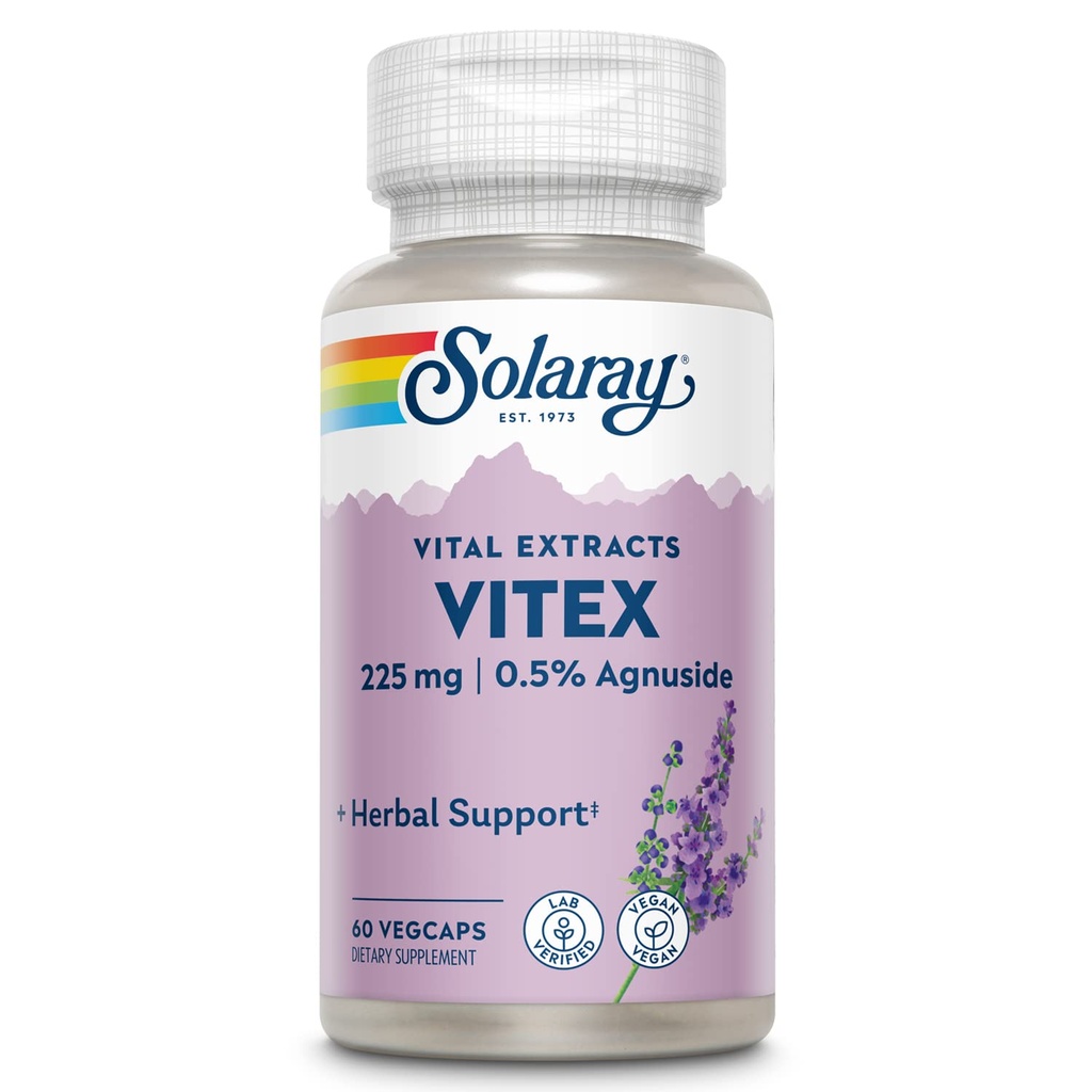 SOLARAY Vitexベリーエキス225mg - 女性のためのシャステベリーサプリメント - 伝統的なホルモンバランスサポート - チャステツリーベリー - ビーガン、ラボ確認 - 60の給餌、60の野菜